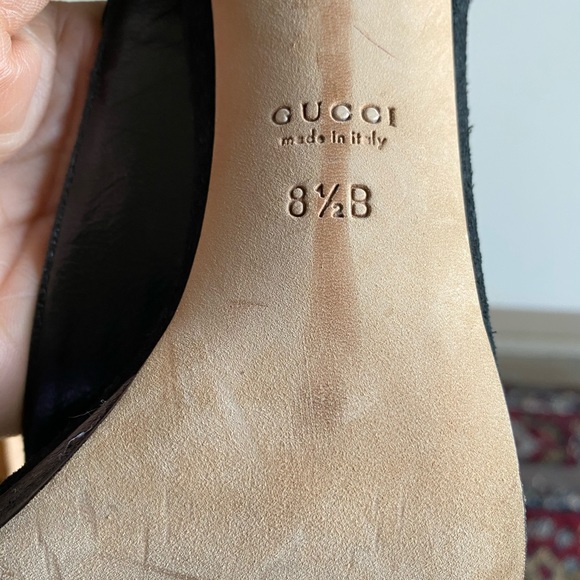 Gucci black suede fringe open- toe heels - Picture 5 of 6